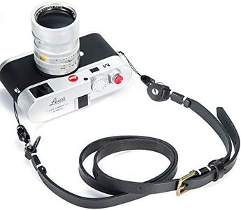 CANPIS Tracolla per fotocamera lunga in pelle DSLR e SLR, regolabile, sottile, con cuscino mobile per Sony, Fujifilm, Canon, Nikon, Olympus, Panasonic, ecc., Nero , W1.3/L110