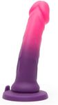 Lovehoney Lifelike Lover Luxe Realistic Dildo - 7 Inch Suction Cup Dildo - Colour Changing Curved Silicone Dildo - Harness Compatible Strap On Dildo - Adult Sex Toy - Waterproof - Purple/Pink