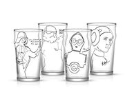 JoyJolt “Striking Sketch Art” Star Wars Pint Glasses - Set of 4 (FOUR) Pint Glass Capacity Traditional Drinking Glasses. Oversized Darth Vader C-3PO Stormtrooper Princess Leia Drinking Glasses Set