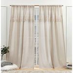 Nicole Miller New York Dunbar Light Filtering Rod Pocket Curtain Panels, 50" x 84", Natural, Set of 2