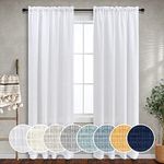 Mrs.Naturall 60 Inch Wide Curtains for Boys Bedroom Girls Kids 90 Inches Long 2 Panels Rod Pocket Linen Sheer Extra Wide Large Curtains for Living Room Playroom Closet Doors Simple Casual 60x90 White