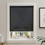 AOSKY Cordless Roller Shades for Windows Light Filtering Shades with 5% Openness Solar Screen Semi Sheer Roller Blinds UV Protection for Office and Home. Easy to Install 30" W x 72" H (Black)