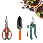 Cinagro Garden Tool Kit 3 Pieces - Pruning Shears, Garden Trowel, Gardening Scissor, Terrace Gardening Accessories, Gardening Tools Kit for Home Gardening, Farming Tools