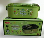 TEMSON Cartoon Theme Lunch Box with Spoon and 10 Color Ball Pen, Lunch Box for School Kids, Tiffin Box for School, Air-Tight Lunch Box, Insulated Lunch Box-700 ML (Dino Green) (LB-957DR)