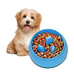 Flexzion Slow Feeder Dog Bowl, Anti-Gulping Dog Puzzle Bowl, Anti-Choke Non Slip Bowl Interactive Bloat Stop Healthy Slow Eat Pet Bowl for Fast Eaters - 300ML (1.5Cups) Blue