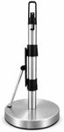 HAGOIDGSH Paper Towel Holder with Spray Pump, All-in-One Countertop Paper Towel Stand with Refillable Bottle, One-Handed Tear Kitchen Roll Holder, Weighted Base, Brushed Stainless Steel(Nickel)