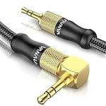 VANAUX 3.5mm Audio Cable 90 Degree Right Angle Auxiliary Cable Stereo Aux Jack to Jack Cord Compatible for Mp3 Player, Car Stereos, Smartphone, Speakers, Headphone and More (6.6ft/2m)