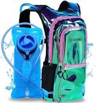 SOJOURNER Rave Hydration Pack Backpack - 2L Water Bladder Included for Festivals, Raves, Hiking, Biking, Climbing, Running and More (Medium) (Laser Holographic - Purple)