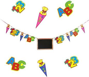 Oblique Unique® Guirnalda de inicio escolar con pizarra para escribir en el comienzo del colegio, guirnalda, bolsa de caramelos para niños, bolsas de caramelos, decoración para fiestas, guirnaldas