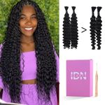 IDN BEAUTY Human Braiding Hair 16 Inch 100g Bulk Human Hair For Braiding Deep Wave Natural Black Bulk Human Hair For BoHo Braids No Weft 15A Vietnam Virgin Braiding Hair Gift Tinsel