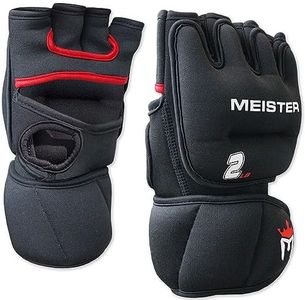 Meister 2 Pound Neoprene Weighted Gloves for Cardio & Heavy Hands (Pair) - 2lb x 2 - Black/Red