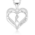 Lomantise Heart Initial Necklace Gift for Women, 925 Sterling Silver Initial Letter Pendant Necklace Anniversary Birthday Jewelry Gifts for Women Wife Her Mom