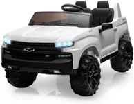 Jojoka Baby Car 24V 2-Seater Truck Licensed Chevrolet Silverado Ride On Toy w/Parent Remote Control,4xSpring Suspension, Wireless Music, Electric Vehicle Car for Kids Ages 3-8,White