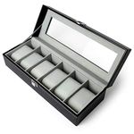 igadgitz home U7088 - Watch Box Watch Display Case - Black - 6 Watch