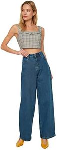 Trendyol Women Normal Waist Wide Leg Wide Leg Jeans Navy Blue