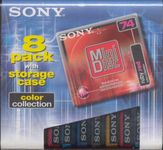 Sony Minidisc 8-pack with Storage Case 74min Color Collection