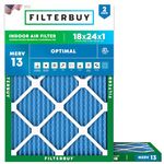 Filterbuy 18x24x1 Air Filter MERV 13 Optimal Defense (2-Pack), Pleated HVAC AC Furnace Air Filters Replacement (Actual Size: 17.38 x 23.38 x 0.75 Inches)