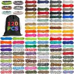 Riakrum 120 Pcs Paracord 550 10 Feet Paracord Cord Parachute Paracord Rope Multifunction DIY Paracord Bracelets Making Kit with Drawstring Bag for Making Lanyard Dog Collar Gift(Bright Colors)