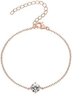 PAVOI 14K Gold Plated Simulated Solitaire Diamond Bracelet - Rose