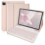 iPad Keyboard Case, SOPPY Bluetooth Keyboard for iPad Air 5th 2022, iPad Air 4th Generation 2020, iPad Pro 11 inch 2021/2020/iPad Pro 2018, Detachable Keyboard Case, Built-in Pencil Slot - Pink