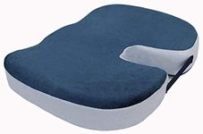 Backfit ® | Coccyx, Tailbone, Sciatica, Lower Back Support and Pain Relief Seat Cushion with Removable Cover Fits Most Desk, Computer Chairs (Blue Grey)