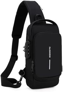 INKMILAN Stylish Unisex Waterproof Anti-theft CrossBody Bag With Password Zipper Lock and USB Charging | Office, Travel, School Sling BackPack for Adults (Black)