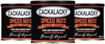 Cackalacky Famously Original Spiced Peanuts, 12 oz., Roasted NC-grown Peanuts Perfect for Beer, Party Snacks, Backyard Barbecues, and more, Seasoned with Fiery Spices for A Great Taste (3 Pack)