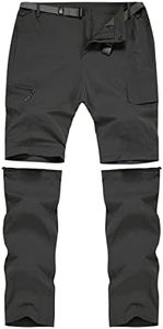 MANSDOUR Men's Hiking Pants Convertible Quick Dry Lightweight Zip-Off Outdoor Travel Camping Fishing Pants, Black, 34