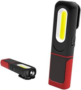 Lampe de Travail LED Rechargeable, Lampe d'inspection 2 en 1 avec Rotation à 360 degrés et 5W COB LED Torche Lampe avec Base Magnétique et Crochet pour Maison Atelier Camping Bricolage éclairage