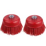 WENORA 4 Inch Abrasive Filament Nylon Cup Brush for Angle Grinder, 5/8" 11 Thread, 1/4" Drill Arbor -Remove Rust, Corrosion, Paint, for Surface Pre-Treatment of Various Metals (2 Pack)