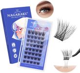 NAGARAKU Clustesr Lashes 40 Pcs No Glue Needed One-Step Press On Pre-Glued DIY Eyelashes Natural Style (0.07mm C Curl 10-16mm Length)