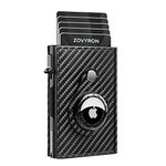 ZOVYRON Airtag Wallet Men Smart Wallet Slim Minimalist RFID Front Pocket Wallet with Airtag Holder Metal Money Card Holder, Carbon Fiber Black, Minimalist