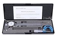 Accusize Industrial Tools 6 inch Dial Caliper, 0-1 inch Outside Micrometer and 6 inch Rule Machinist Case, 3600-1035