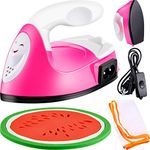 Honoson Mini Craft Iron, Small Portable Heat Press Handy Heat Transfer Machine with Mesh Cloth Pressing Cloth Pad Silicone Pad, Charging Base Accessories for T Shirt Shoe DIY Bag(Rose Red)