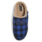 Lucky Brand Men's Plaid Memory Foam Slip On Clog Slippers, Indoor Outdoor Mens House Shoes, Warm Bedroom Clogs Slipper for Men, Royal, XL