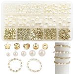 Movstriker 720 Pcs Pearl Beads for Bracelets Making Round Pearls Beads for Jewellery Making Pentagram Spacer Bead Accessories Craft Kit for DIY Bracelet Jewelry Making