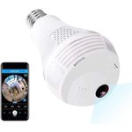 DDLC 360° 1080p HD Bulb Light Wireless IP Camera, Fish Eye 360 Degree Panoramic Mini Lamp IR CCTV Home Security CCTV Camera (Bulb Camera)