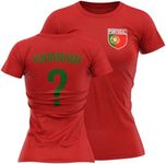Personalised Portugal Badge Womens T Shirt Name and Number Tee Portuguese Football Nation Top, S, Red
