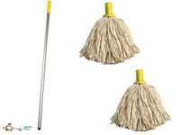 Crown Supplies Professional Colour Coded Mop Handle and 2 Mop Heads - Colour Yellow