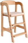 Wooden Dining Chair, LIVINGbasics High Chair with Removable Cushion for Kids Studying, Dining, Step Tool