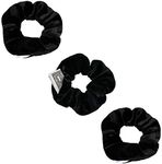 (Black 3PCS) - BSEKT Zipper Scrunchies, Pocket Scrunchie, SECRET & HIDDEN, Velvet Hair Ties Bracelet, Compatible with Apple AirPods 2 & 1, Key Money Chapstick Storage Bag, Elastics Hair Band (Black 3PCS)