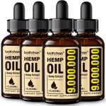 LUCKCHAN Hemp Oil Organic Extra Strength (4-Pack) High Potency Hemp Drops Natural Hemp Extract, Non-GMO, Low Sugar, Made in USA (Natural)