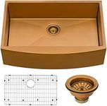 Ruvati Copper Tone 33-inch Apron-Front Farmhouse Kitchen Sink - Matte Bronze Stainless Steel Single Bowl - RVH9733CP