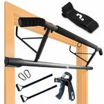 NIKHEDONIA Doorway Pull Up Bar with Foldable Design | No Drilling Needed | Includes TRX/Suspension Bands with Resistance Bands and Hand Grip Strengthener/Forearm Strengthener | Perfect for Doorframes