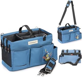 FifthStart Multiuse Cleaning Caddy with Waist & Shoulder Strap - Diaper Caddy - 9 Pockets & Easily Cleaned - Easy Clean Beach bag with Mesh Base & Adjustable Compartments (Blue, Large)