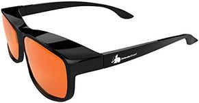 DefenderShield Premium Fit-Over Blue Light Blocking Glasses - Superior Blocking from Gaming PC & Cell Phone Screen Glare - Anti Eye Strain, Headache & Sleep Support (Orange - 100% blue light blocking)