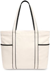 TOPDesign 6-Pack Canvas Tote Bags with 3 Exterior Pockets & Zip Top