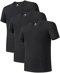DAVID ARCHY Men's Undershirt Bamboo Rayon Moisture-Wicking Black T-Shirts Stretch Crewneck Tees for Men, 3-Pack (XL, Black)