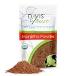 Davis Finest Organic Manjistha Powder 100g, Pure & Natural Rubia Cordifolia Indian Madder Root, Ayurvedic, Hair & Skin, Red Hair Dye Colour Mask Conditioner Refresher, Brightener