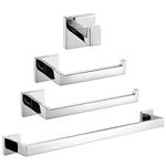 TURS 4 Pieces Bathroom Accessories Set,Chrome Bathroom Accessories,Bathroom Accessory 304 Stainless Steel,Bathroom Towel and Toilet Roll Holder Set,Bathroom Towel Rail Sets,Wall Mount,Polished Finish